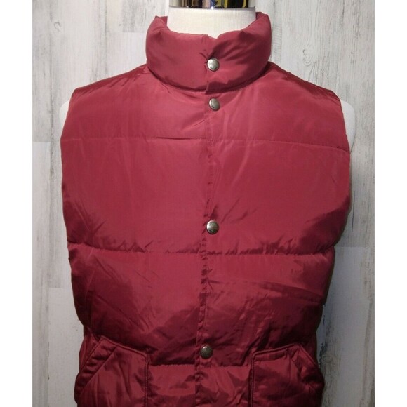 Lands' End Men's Small Snap Puffer Vest  Red - Picture 2 of 8